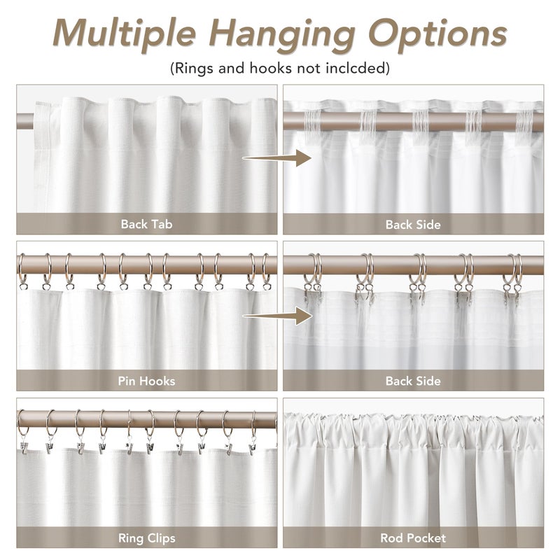 Nanspring Ivory Linen Blackout Curtains for Bedroom 84 Inch Length 2 Panels Set Back Tab Pocket Neutral Farmhouse Living Room Darkening Curtains Track System Thermal Insulated Black Out Drapes 52x84 - Image 3