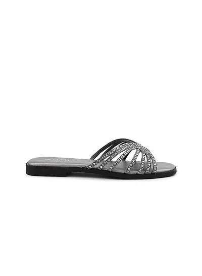 Cuple Cuple Embellished Multi Strap Flat Slides