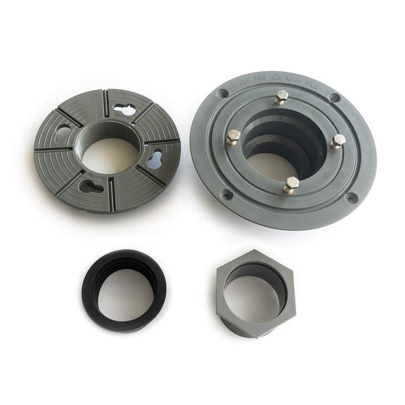 Neodrain PVC Shower Drain Base Kit Include 2â€œ PVC Shower Drain Base Flange, Threaded Adjustable Adaptor and Rubber Coupler Gasket for Square&Linear Draind Installation - Image 2