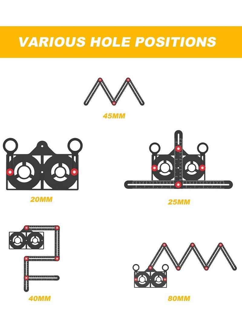 Multi-Angle Measuring Ruler, 12-Fold Aluminum Alloy Template Tool with Lock and Hole Positioning for Tile Installation and Measurement. Perfect for DIY Projects! - Image 2