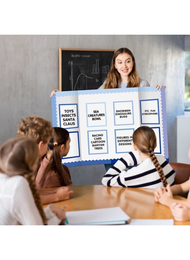 Dinifee 42 Pcs Science Fair Board Supplies Include 24 Trim Scalloped Bulletin Board Borders 18 Presentation Board Subtitles for Classroom Office Display Boards (Blue) - Image 5