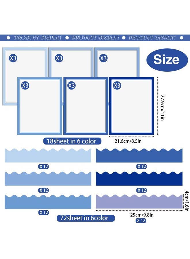 Dinifee 42 Pcs Science Fair Board Supplies Include 24 Trim Scalloped Bulletin Board Borders 18 Presentation Board Subtitles for Classroom Office Display Boards (Blue) - Image 2
