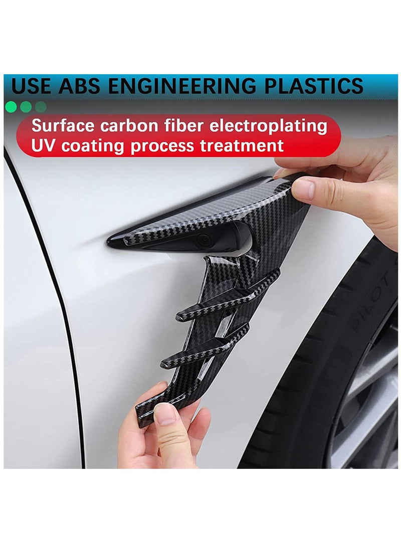Y&D Tesla Model 3 Y Side Camera Indicator Protection Cover Decoration Modification Accessories fit for Autopilot 2.0-3.0 (Glossy Carbon Fiber Pattern)  - Image 3