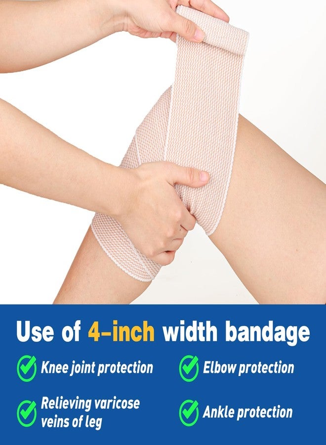 أزين ضمادات ضاغطة مرنة من AZEN Premium، عبوة من 8 ضمادات (4x3، 4x4)، ضمادات ضاغطة للساقين والكاحل والركبة والبطن والجسم، خالية من اللاتكس، ضمادات لعلاج الوذمة اللمفاوية للساقين - Image 5