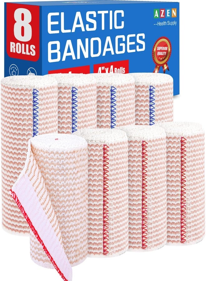 أزين ضمادات ضاغطة مرنة من AZEN Premium، عبوة من 8 ضمادات (4x3، 4x4)، ضمادات ضاغطة للساقين والكاحل والركبة والبطن والجسم، خالية من اللاتكس، ضمادات لعلاج الوذمة اللمفاوية للساقين - Image 1