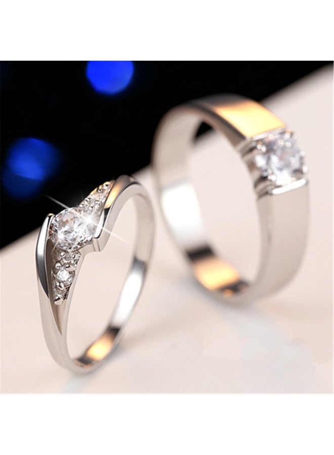 مجموعة خواتم للزوجين مكونة من قطعتين، زوج من الخواتم، خاتم مرصع بالألماس والزركون المربع للنساء، خاتم مرصع بالألماس بالكامل، خواتم خطوبة، خاتم زفاف مرصع بأحجار الراين، مجموعة خواتم مجوهرات - Image 1