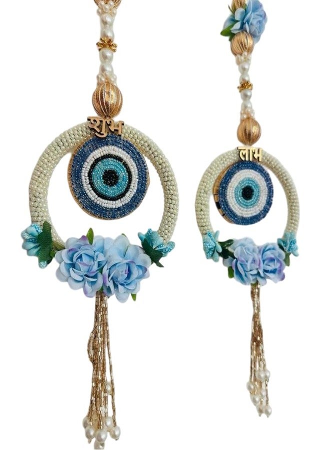 Anishop Beautiful Handmade Evil Eye Floral shubh labh Hanging Wall, Best for Home/Terrace/Garden Decor/Diwali/Xmas/Wedding (Handmade) (Pack of 2) - Image 2