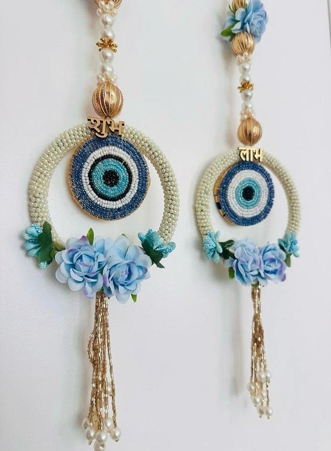 Anishop Beautiful Handmade Evil Eye Floral shubh labh Hanging Wall, Best for Home/Terrace/Garden Decor/Diwali/Xmas/Wedding (Handmade) (Pack of 2) - Image 1