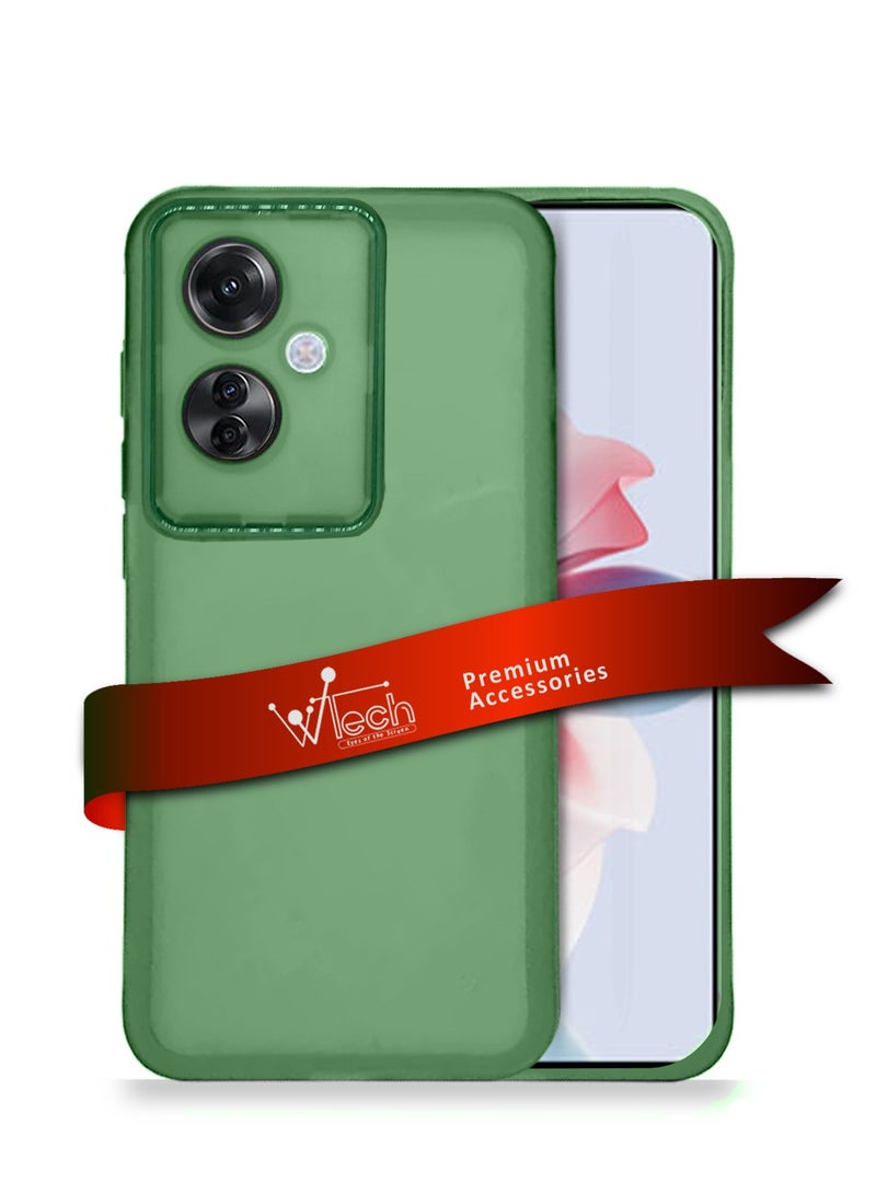 Wtech Soft Transparent TPU Silicone Ultra Thin Phone Stylish Electroplated Camera Border Back Case Cover For Oppo Reno11 F 5G 2024 Green - Image 1
