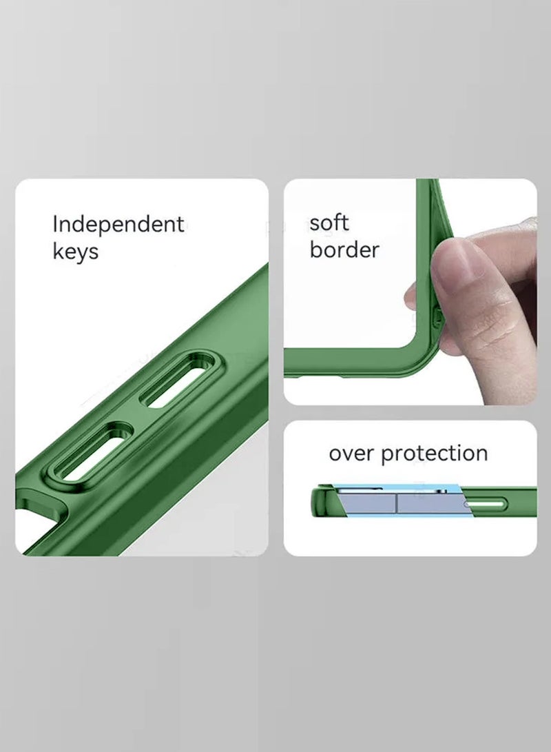 Wtech Soft Transparent TPU Silicone Ultra Thin Phone Stylish Electroplated Camera Border Back Case Cover For Oppo Reno11 F 5G 2024 Green - Image 2