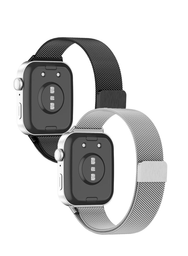 2PCS Strap for Huawei Fit 3/Huawei Fit 4/fit 4 Pro ，Metal Bands for Huawei Watch Fit 3/4 Strap(Not for Watch Fit/Fit2), Adjustable Stainless Steel Strap with Magnetic Buckle for Huawei Watch Fit 3/4 Women Men - Image 2