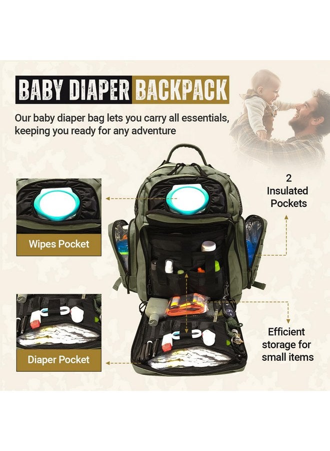 HighSpeedDaddy Ranger Green Diaper Bag Backpack, Unisex, 20-Inch - Image 3