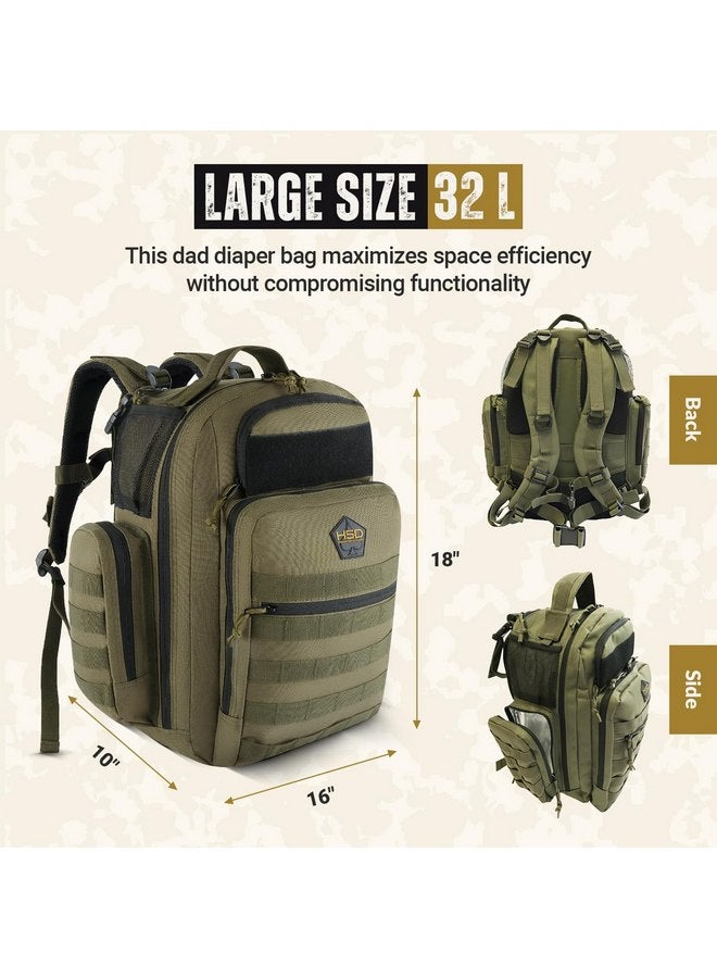 HighSpeedDaddy Ranger Green Diaper Bag Backpack, Unisex, 20-Inch - Image 2