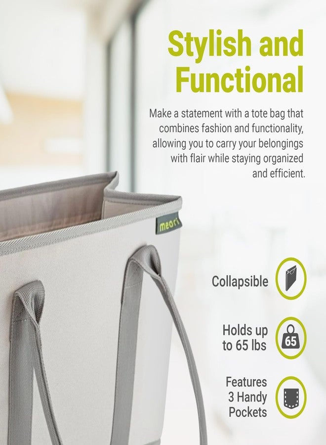 meori Office Tote Bag Carry Laptop Essentials Sturdy Bottom Stays Upright 3 Handy Pockets (Natural Sand) - Image 3
