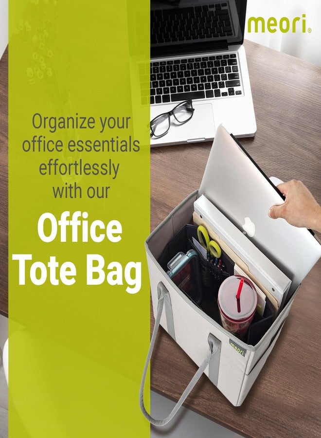 meori Office Tote Bag Carry Laptop Essentials Sturdy Bottom Stays Upright 3 Handy Pockets (Natural Sand) - Image 2