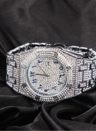 Men's Fully Diamond-Studded Watch Large Dial Stylish and Bold Arabic Numerals Waterproof Calendar Mineral Reinforced Glass Mirror Luxury Men's Accessory - view 5