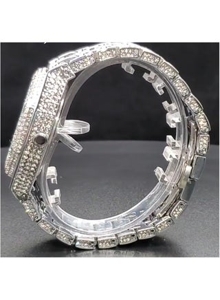 Men's Fully Diamond-Studded Watch Large Dial Stylish and Bold Arabic Numerals Waterproof Calendar Mineral Reinforced Glass Mirror Luxury Men's Accessory - view 2