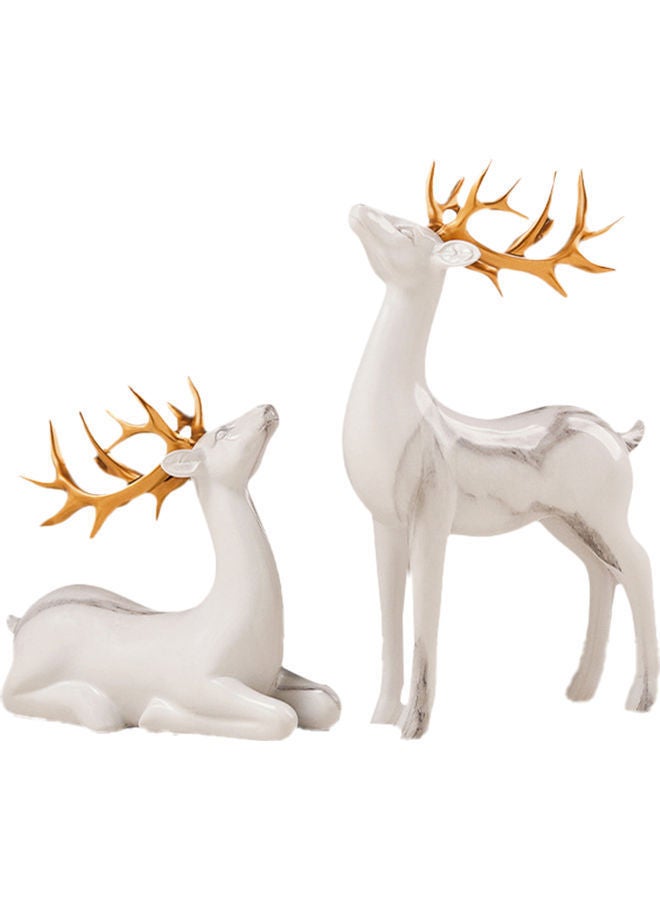 نيبمينينت تمثال على شكل غزال من قطعتين أبيض/ذهبي - Image 1