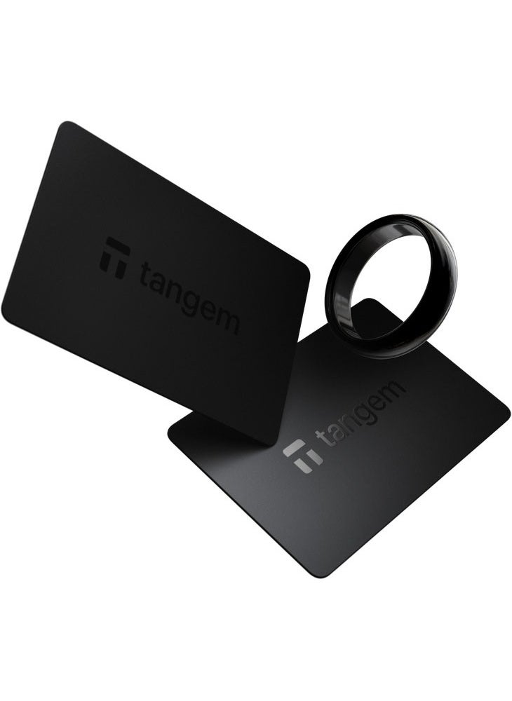 tangem - Tangem Crypto Hardware Wallet Ring Size 9 [1 Ring & 2 Cards] - Black - Image 1