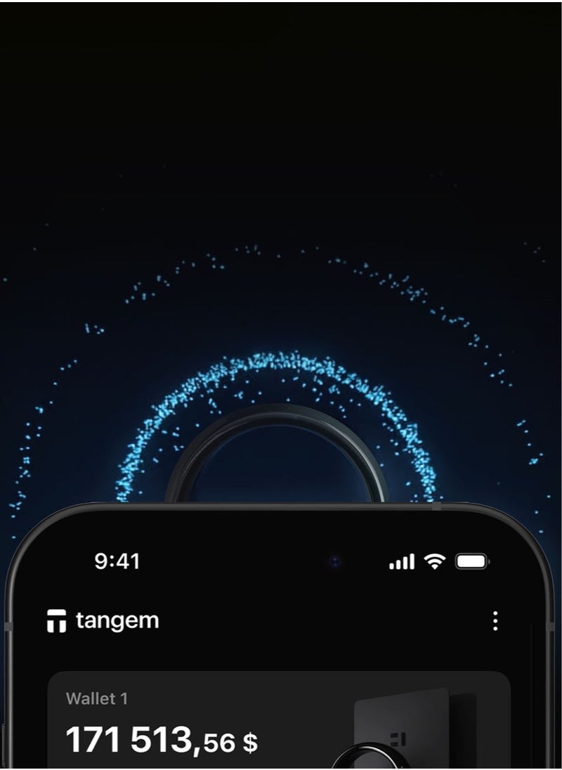 tangem - Tangem Crypto Hardware Wallet Ring Size 9 [1 Ring & 2 Cards] - Black - Image 1