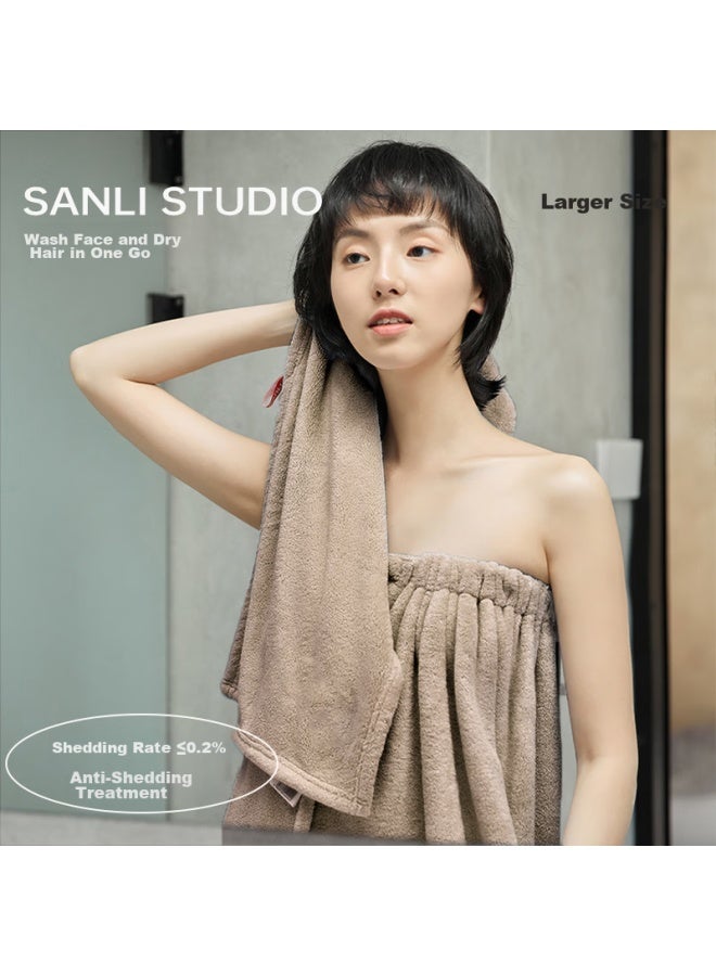 سانلي Sanli مناشف مضادة للبكتيريا وسميكة، 2 قطعة، فئة A ماصة، للرجال والنساء، غسيل الوجه، الاستحمام، استخدام المنزل، تجفيف الشعر، منشفة وجه كبيرة، بني/رمادي - Image 5