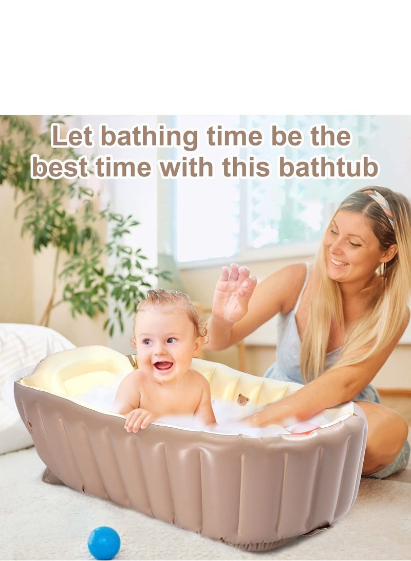 DOOKOO Inflatable Bathtub for Toddlers Portable Baby Tub with Built-in Air Pump Collapsible Design for Easy Storage Perfect for Newborns to Infants - Image 1