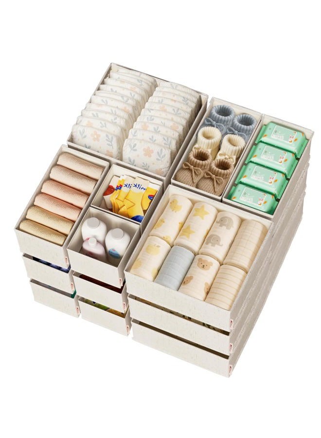 ZenStorage Linen Drawer Organizers for Nursery, Dresser & Closet (20-Pack) – Sturdy, Collapsible Nursery & Dresser Dividers for Baby Clothes, Socks, Underwear & Essentials – Multi-Size Set, Beige - Image 1