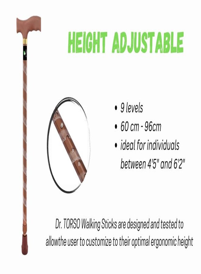 عصا مشي أنيقة من الألومنيوم من دكتور تورسو، قابلة لتعديل الارتفاع، خفيفة الوزن، مناسبة للرجال والنساء والمرضى وكبار السن (نحاسي) - Image 3