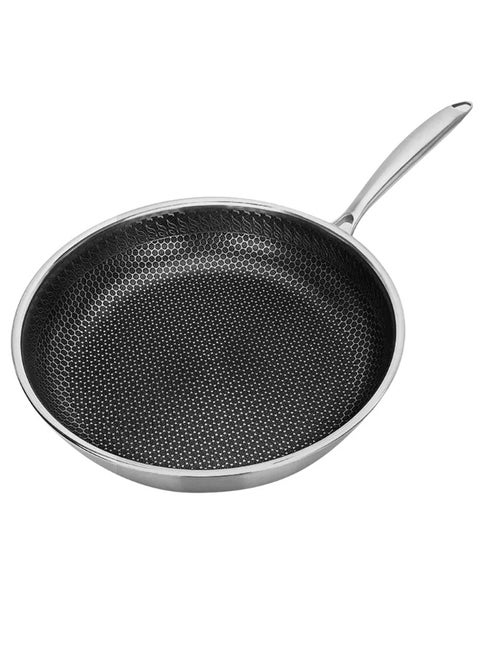 Wok Pan Non-Stick Stainless Steel Stir Fry Pan with Handle – Honeycomb Structure-28cm