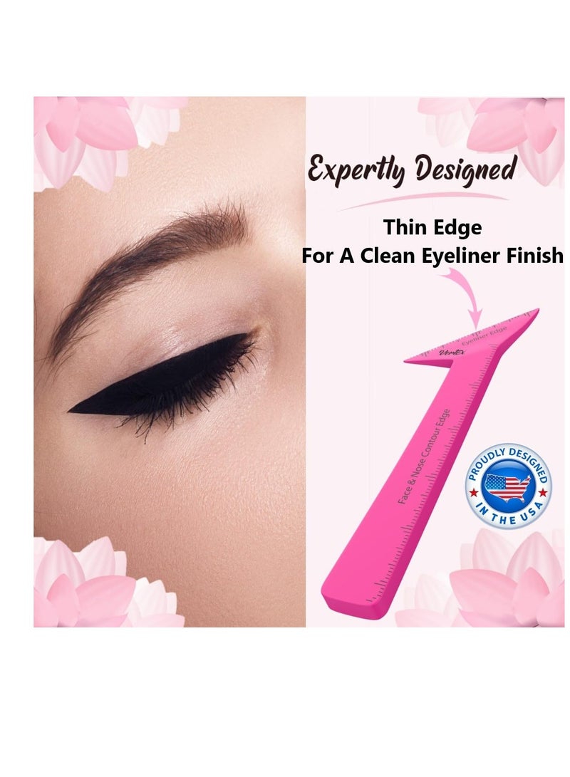 VERTEX Eyeliner Stencils Pencil Liquid Waterproof Tool For Liner Makeup Brush Pen Stamp Thin Sharpener Cat Eyes Small Angled Wing Tip | Real Beginners Techniques Eye Shadow Lines Gel Eyebrow Pomade Black - Image 2