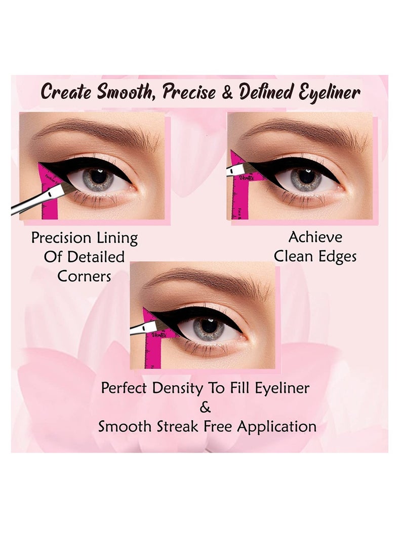 VERTEX Eyeliner Stencils Pencil Liquid Waterproof Tool For Liner Makeup Brush Pen Stamp Thin Sharpener Cat Eyes Small Angled Wing Tip | Real Beginners Techniques Eye Shadow Lines Gel Eyebrow Pomade Black - Image 4