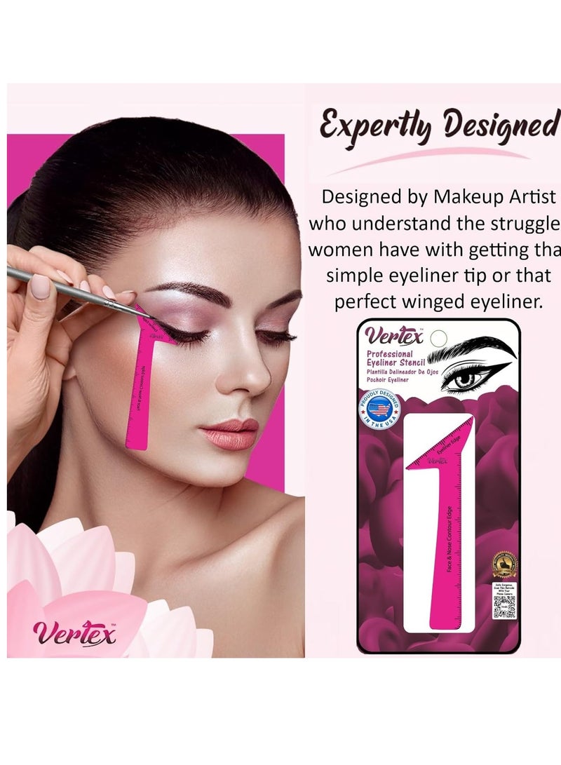 VERTEX Eyeliner Stencils Pencil Liquid Waterproof Tool For Liner Makeup Brush Pen Stamp Thin Sharpener Cat Eyes Small Angled Wing Tip | Real Beginners Techniques Eye Shadow Lines Gel Eyebrow Pomade Black - Image 5