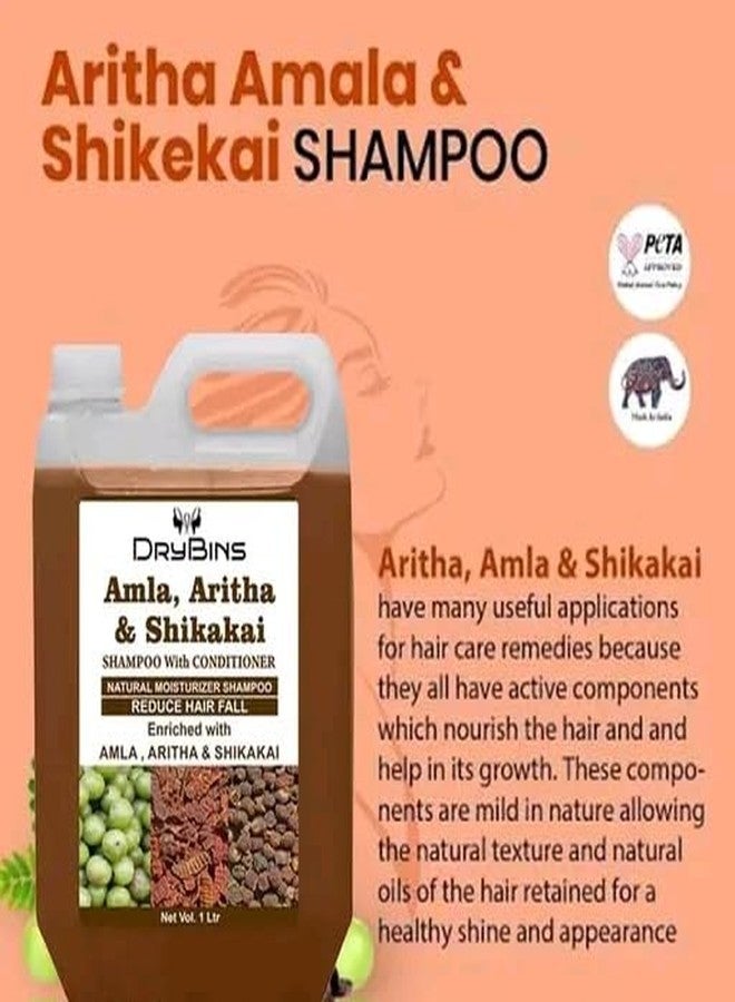 Ayurvedic Amla, Aritha and Shikakai Shampoo with Conditioner for Reduce Hairfall and Anti-Dandruff, 1 LTR, Pack of 2 - Image 2