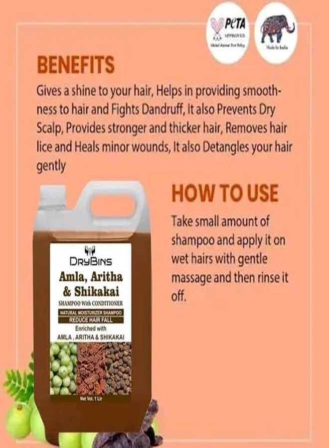 Ayurvedic Amla, Aritha and Shikakai Shampoo with Conditioner for Reduce Hairfall and Anti-Dandruff, 1 LTR, Pack of 2 - Image 3