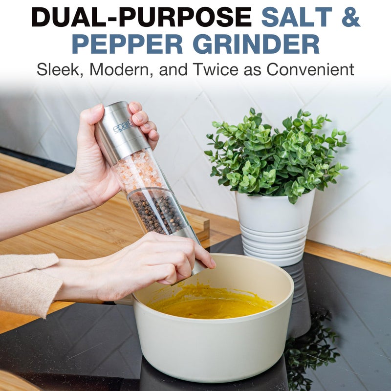 EparÃ© 2 in 1 Salt and Pepper Grinder Combo â€“ Manual Dual Salt and Pepper Grinder in One for Kitchen Use â€“ Stainless Steel Himalayan Salt Grinder Refillable All-in-One - Image 2