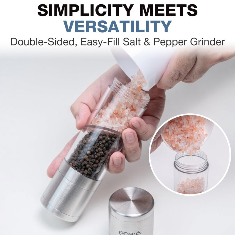 EparÃ© 2 in 1 Salt and Pepper Grinder Combo â€“ Manual Dual Salt and Pepper Grinder in One for Kitchen Use â€“ Stainless Steel Himalayan Salt Grinder Refillable All-in-One - Image 5
