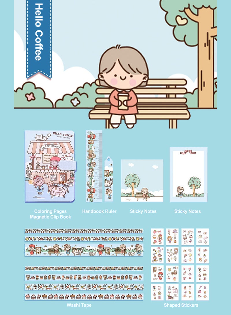 Kidle 127PCS Diary Notebook Handbook Set Journal Student Child Friend Gift Study School Stationery Gift Coffee Theme (Gift Box with Gift Bag)  - Image 4