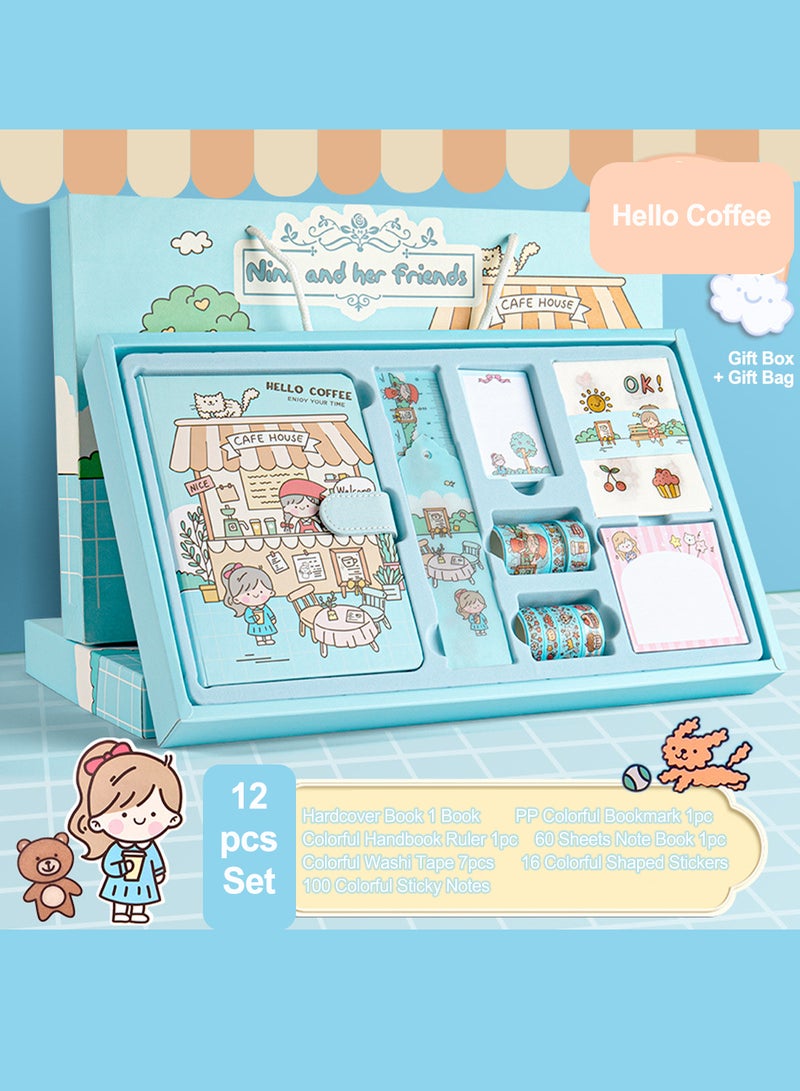 Kidle 127PCS Diary Notebook Handbook Set Journal Student Child Friend Gift Study School Stationery Gift Coffee Theme (Gift Box with Gift Bag)  - Image 2