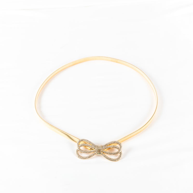 ذا بلاك بيرل اكسسوريز حزام حريمي ذهبي سوستة مرصع بفصوص الزيركون - Image 1