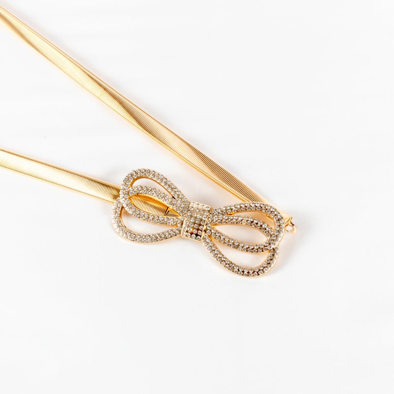 ذا بلاك بيرل اكسسوريز حزام حريمي ذهبي سوستة مرصع بفصوص الزيركون - Image 2