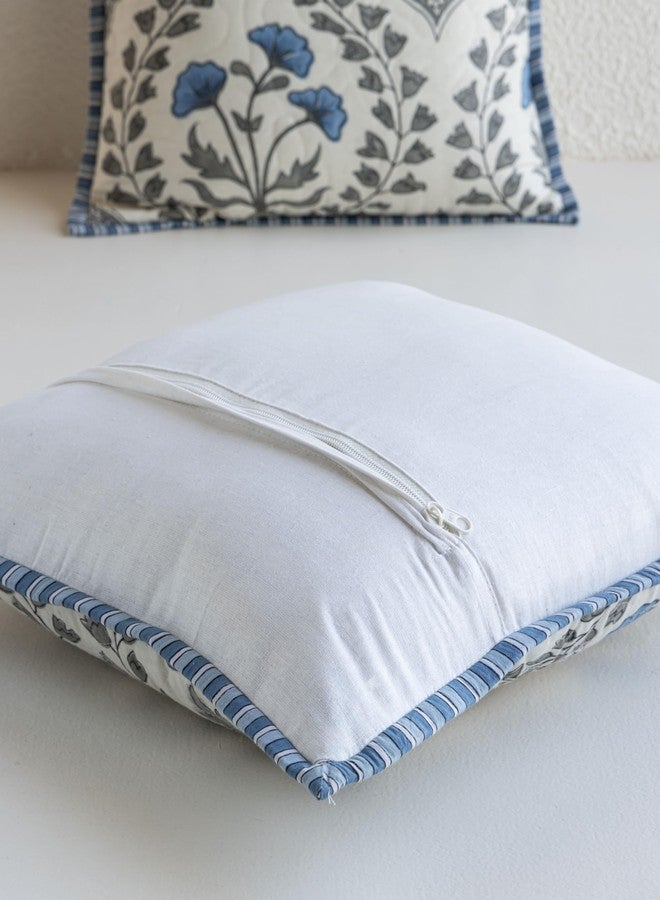 Clasiko Premium Cotton Cushion Covers; Set of 2; 16x16 Inches; Petal Dreams - Image 4