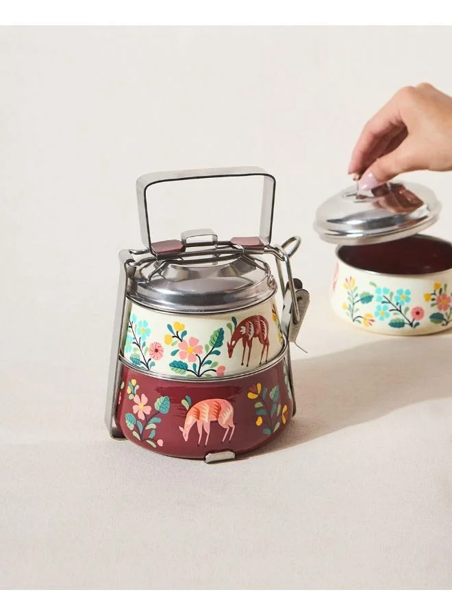 Chumbak Hangul Hand-painted 2-tier Tiffin, 1000 ml | Kashmir Trails