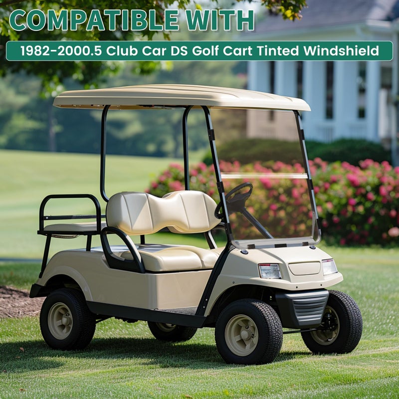 ECOTRIC Tinted Windshield Compatible with 1982-2000.5 Club Car DS Golf Cart Smoke Style Fold Down Windscreen - Image 2