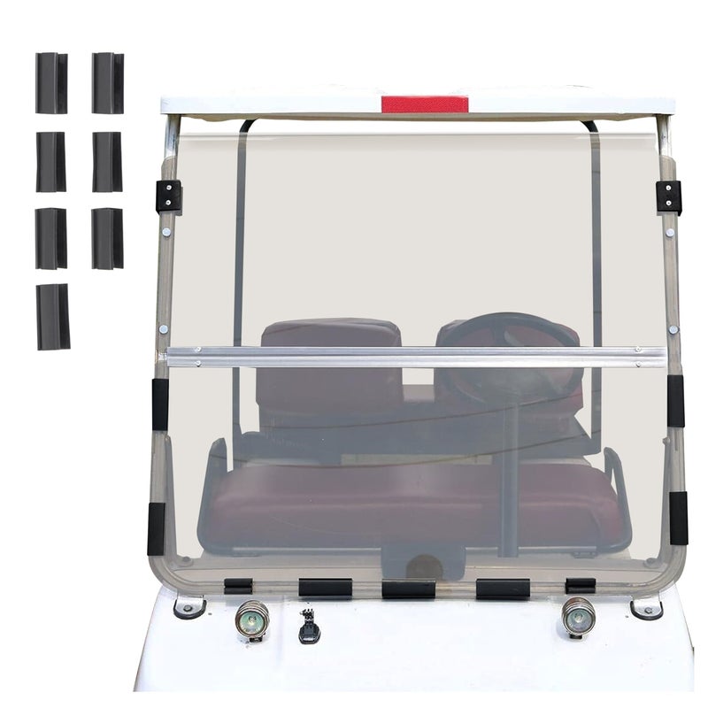 ECOTRIC Tinted Windshield Compatible with 1982-2000.5 Club Car DS Golf Cart Smoke Style Fold Down Windscreen - Image 1