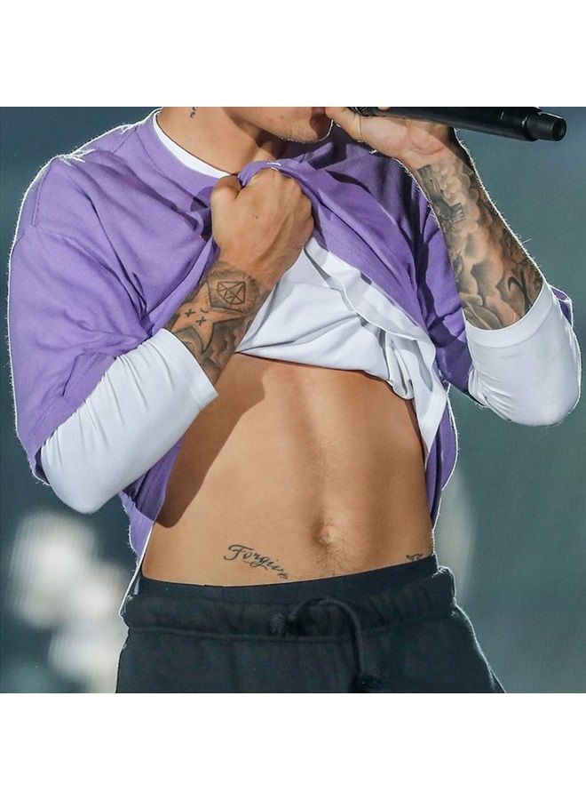 CARGEN Celebrity Realistic Temporary Tattoo Singer J.B Life-Size Temporary Tattoo Chest Back Arm Face Sleeves Fake Tattoo Stickers for Men Women for Boys Girls for Concert Party - Image 1