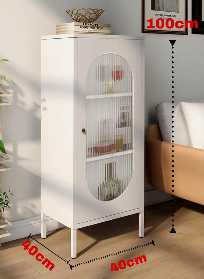 Living Glass Door Storage Cabinet With Steel Frame 40*40*100 CM  - Image 2