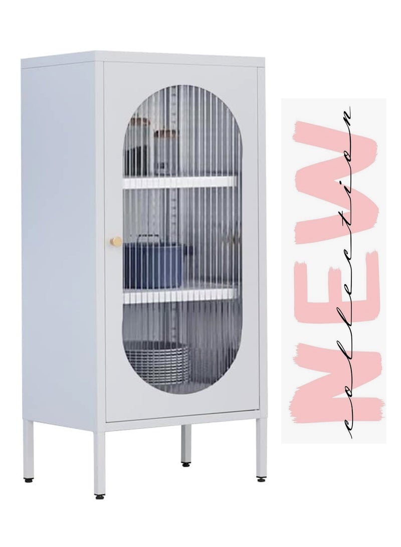 Living Glass Door Storage Cabinet With Steel Frame 40*40*100 CM  - Image 1