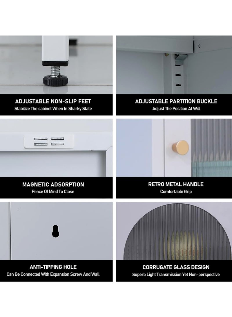 Living Glass Door Storage Cabinet With Steel Frame 40*40*100 CM  - Image 4