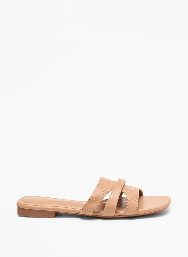 Celeste Women's Monogram Detail Slip-On Flat Sandals