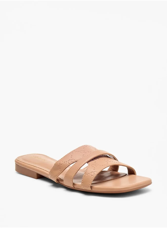 سيليست Women's Monogram Detail Slip-On Flat Sandals